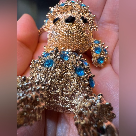 🐩 NWT! Blue Rhinestone Poodle Necklace - Picture 12 of 14